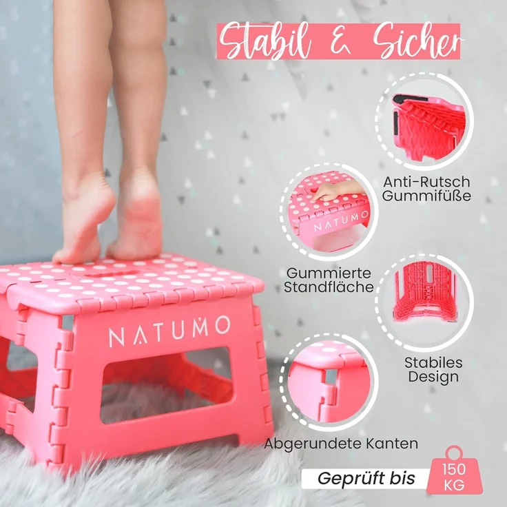 natumo Tritthocker faltbare Aufstiegshilfe für Kinder & Erwachsene - bis 150kg (1 St) – Bild 3