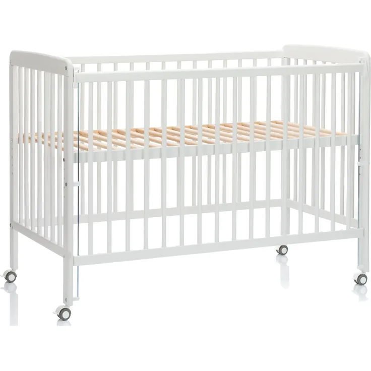 Fillikid Beistellgitterbett Nena, Massivholz aus Buchenholz, 4 feststellbare Rollen, 60 x 120 cm, Weiß