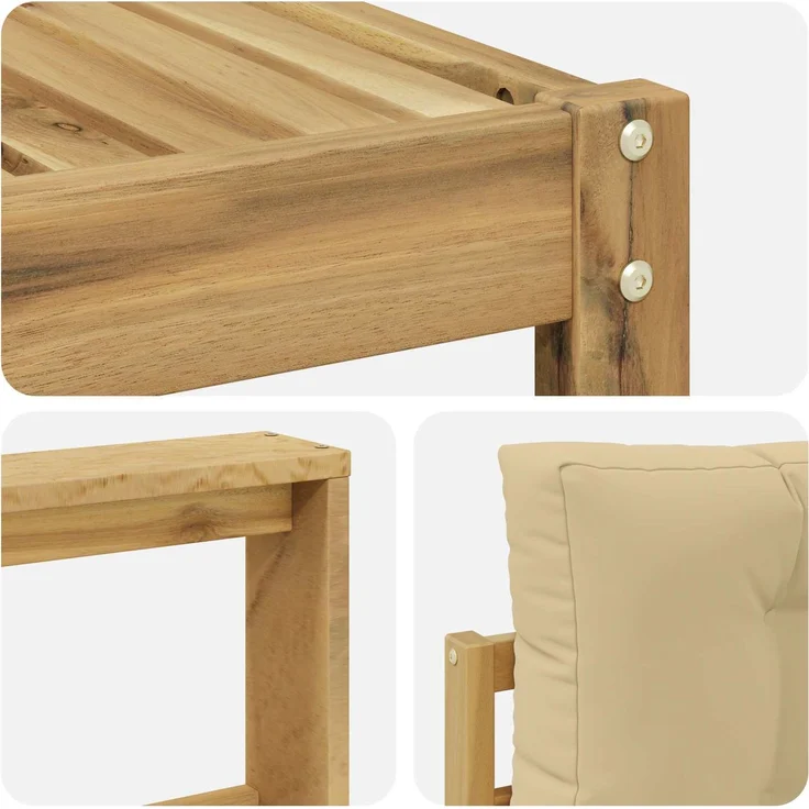 vidaXL Outdoor-Sofagarnitur 6 stk. 6-Sitzer Weiß und Beige 3386837 – Bild 5
