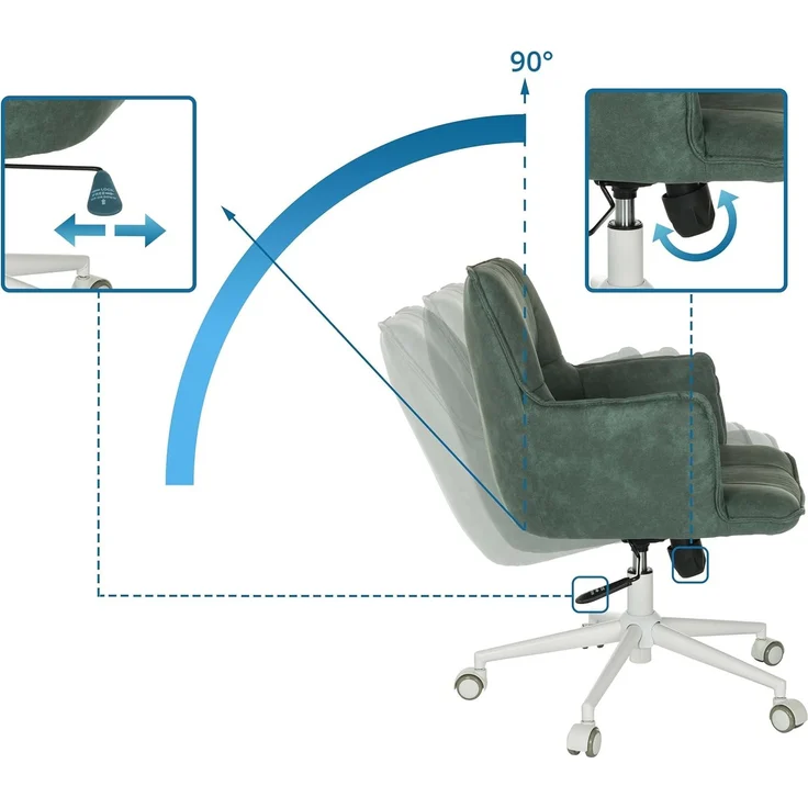 hjh LIVING Homeoffice Stuhl gepolstert SOLAO Life W Schreibtischstuhl Drehstuhl höhenverstellbar, Stoffbezug Mint-Grün – Bild 4