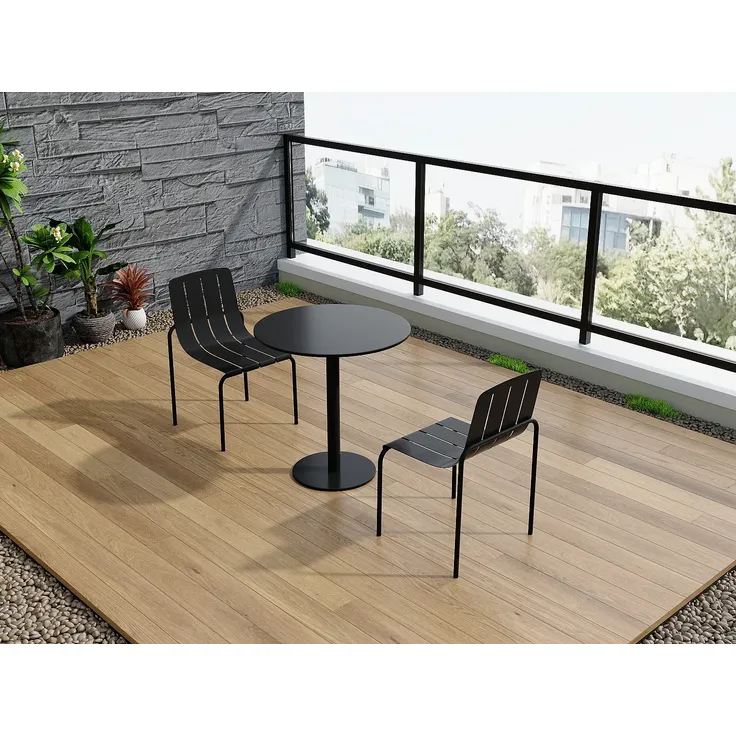 Vente-unique - NILY Garden dining set Metall Schwarz - B 60 cm x H 74 cm x L 60 cm – Bild 2