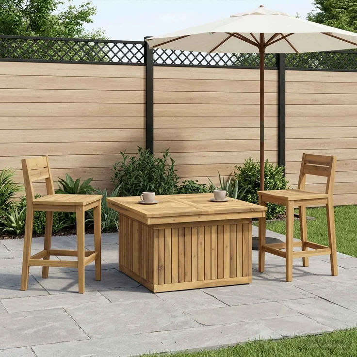 vidaXL Gartenkaffee Tisch aus massivem Akazienholz höhenverstellbar 901706 – Bild 1
