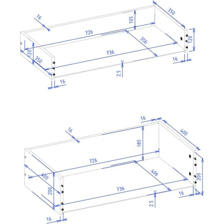 Badplaats Waschbeckenunterschrank Mali 80 x 46 cm Mattschwarz - Hängender Badezimmerschrank mit 2 Schubladen und Montagematerial – Bild 6