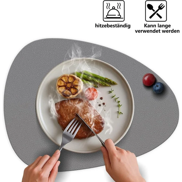 Zaewry Platzset Tischsets Leder und Untersetzer, Tischsets Abwaschbar, (4-St), Rund Doppelseitigen rutschfest Platzdeckchen – Bild 2
