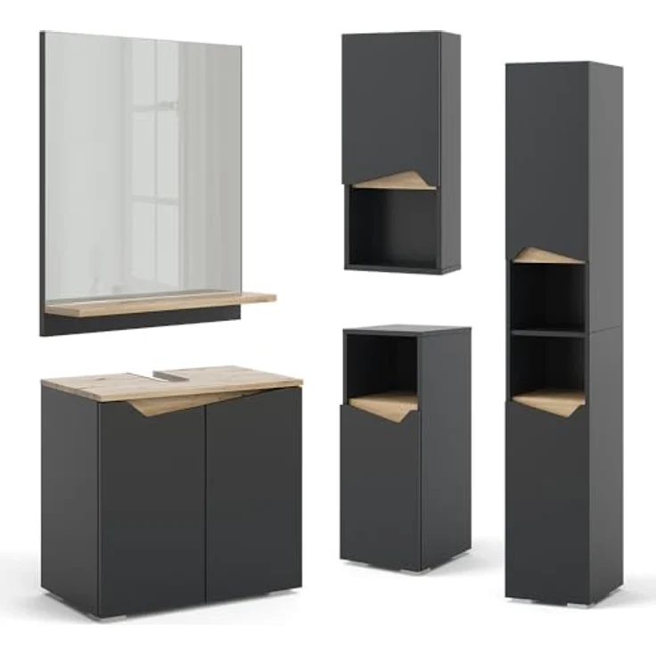Badmöbel-Set Marelle Anthrazit 2 Teile Vicco – Bild 10