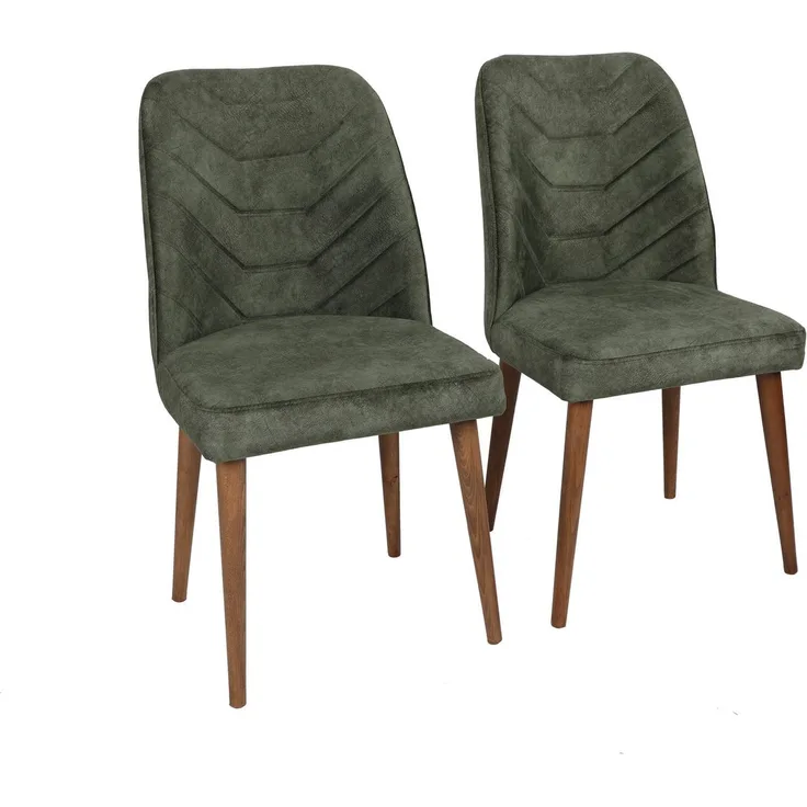 Skye Decor 'Dallas 558 V2' Stuhlset (2-teilig), Walnuss / Dunkelgrün, 50 x 90 x 49 cm