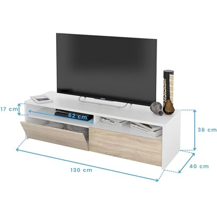 Muebles Pitarch | Großer Bürotisch, Studientisch, Computertisch, Cambrian Eiche, 76 x 155 x 68 cm (Höhe x Breite x Tiefe), modern, Modell Rivoli – Bild 3
