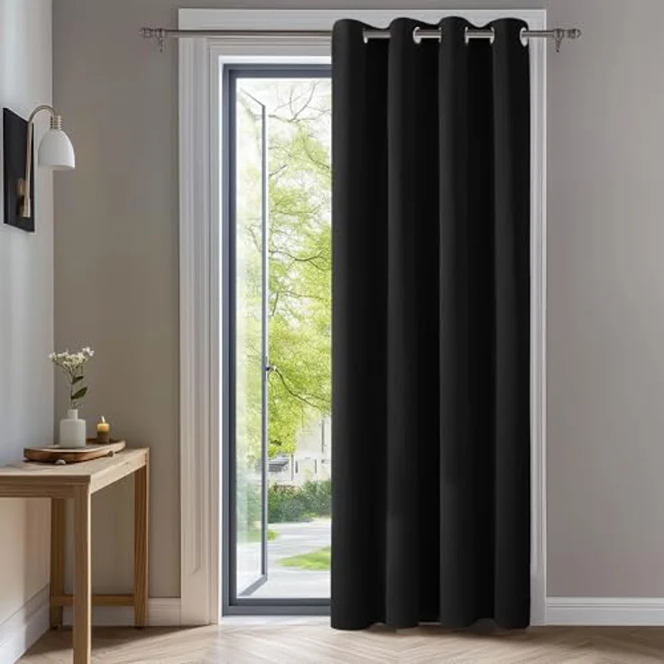 Deconovo Vorhänge Blickdicht Thermogardinen mit Ösen Übergardinen Schwarz | 1 Stück, H280 x B140 cm, Hitzeschutz, Sichtschutz für Wohnzimmer und Schlafzimmer, Blackout Curtain, Verdunkelungsvorhang – Bild 1