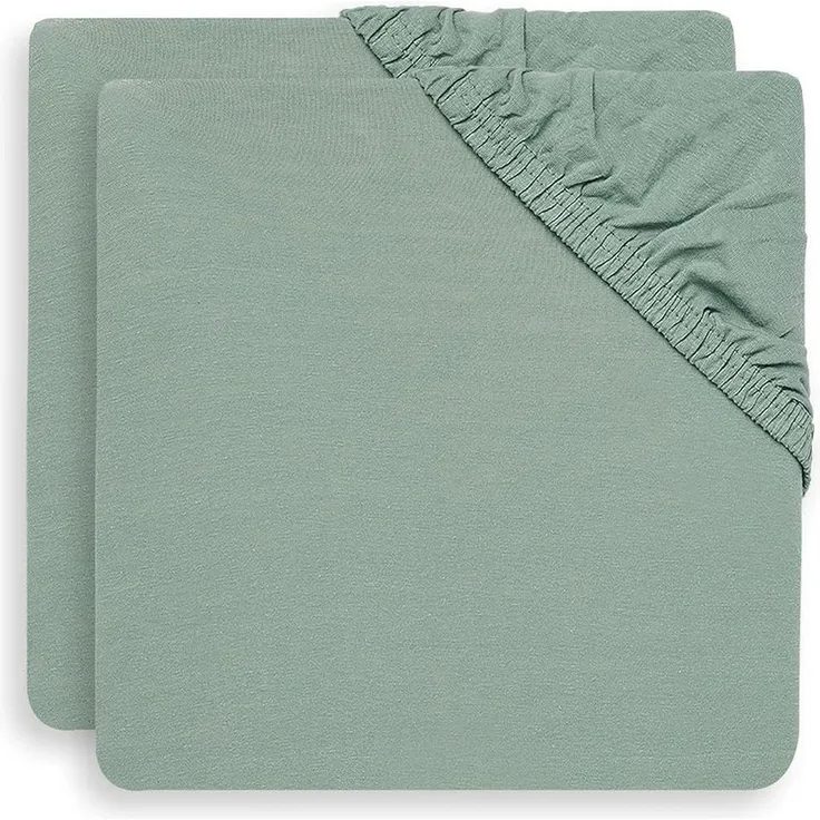 Jollein Spannbettlaken Boxspringbett Jersey 75x95 cm - aschgrün - 2 Stück