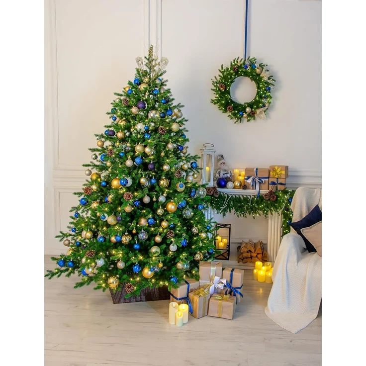 EveXmas Altair Künstlicher Weihnachtsbaum Grün 215 cm – 1216 Astspitzen, 100% PE Spritzguss, Fichten-Optik, inkl. Metallständer, Tasche & Baumkorb – Bild 2