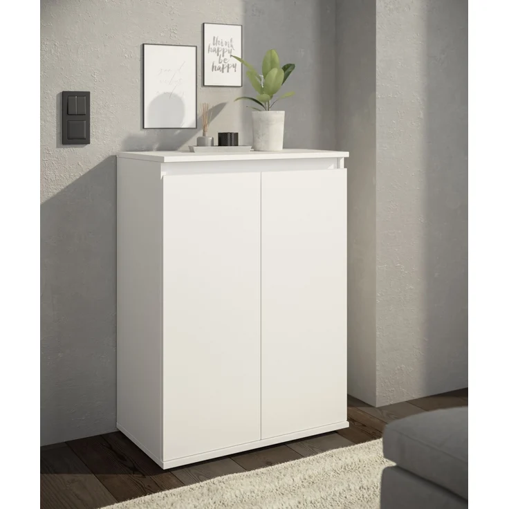 Kommode >Brest< 2 Türen, 1 Boden, in weiß - 60x84x35cm (BxHxT) – Bild 2