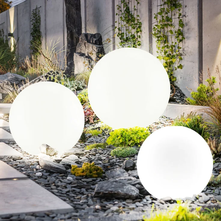 3er Set LED Solarleuchten, Außenlampe, Kugel, weiß silber – Bild 10