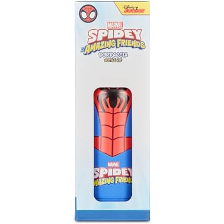 Seven Spiderman Trinkflasche, Thermosflasche, Wasserflasche, Thermosflasche aus Edelstahl, BPA-frei, 350 ml, Silikondeckel, Kinder, Jungen, Mädchen, Geschenkidee, rot/blau – Bild 4