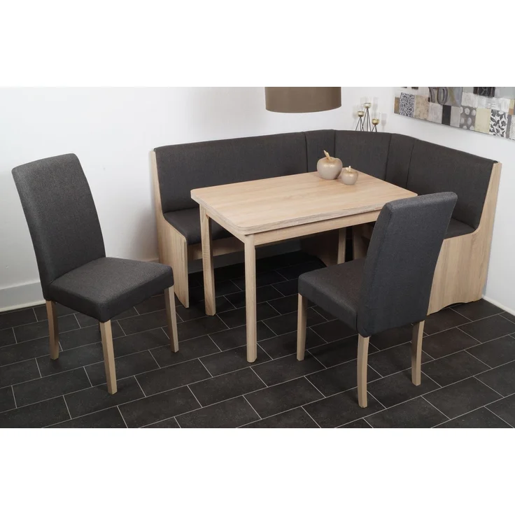 MSZ Design Eckbank Eckbankgruppe DUISBURG mit 4-Fußtisch ausziehbar Sonoma Eiche 125x89x89 cm – Bild 1