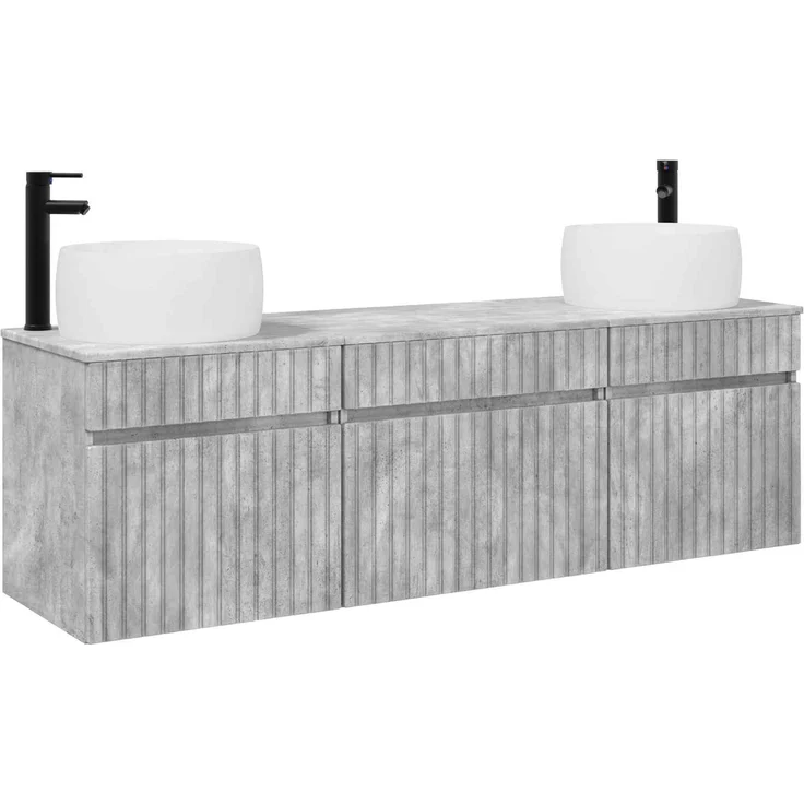 vidaXL Badezimmerschrank-Set 3 stk. Betongrau 157 x 44,5 x 80 cm 3405770 – Bild 2