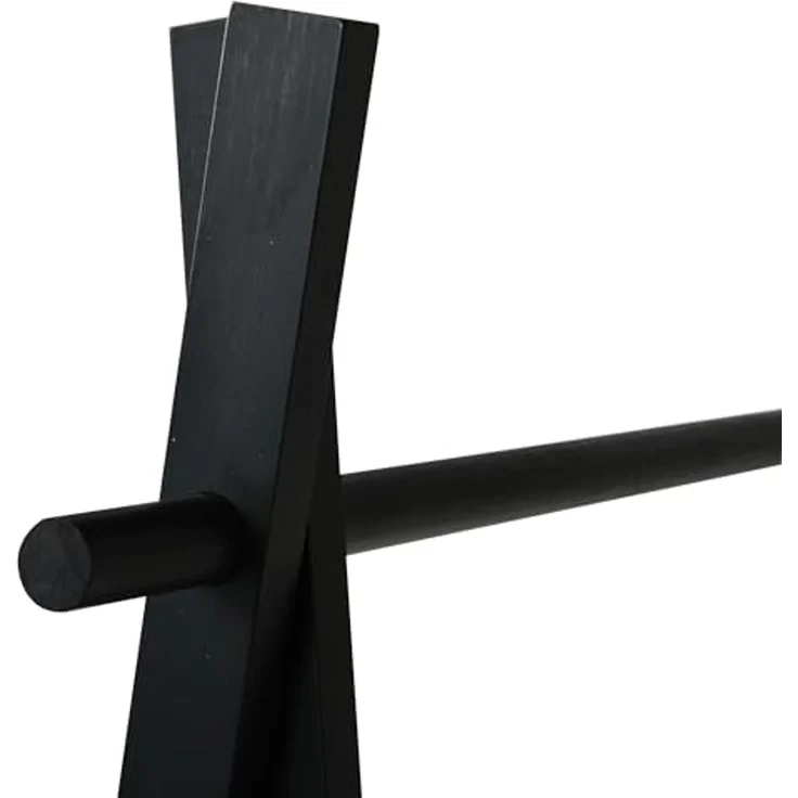 MSV Kleiderständer MIA, Garderobenständer mit Kleiderstange und 2 Ablagen, Bambus, matt schwarz, 84x45x180 cm – Bild 5
