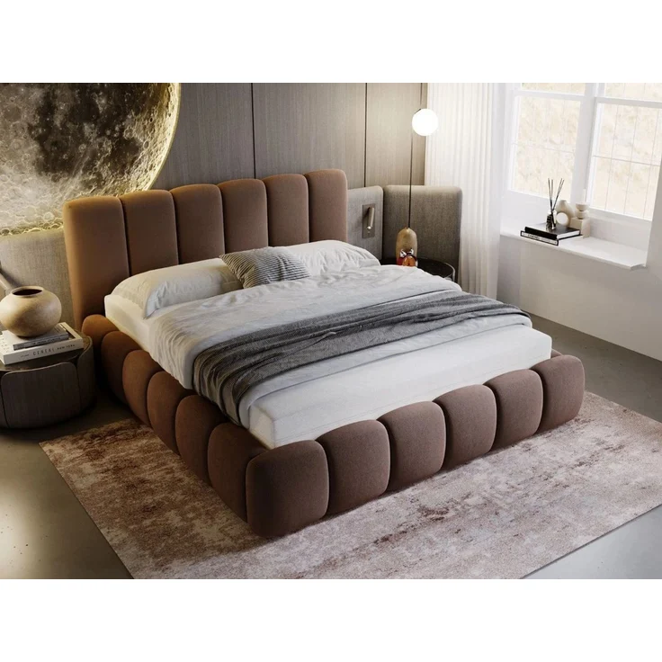 GrainGold Polsterbett mit Bettkästen CLOUD, Modern Bett mit Kopfteil - 180x200 cm, Braun (1x Bett) – Bild 2