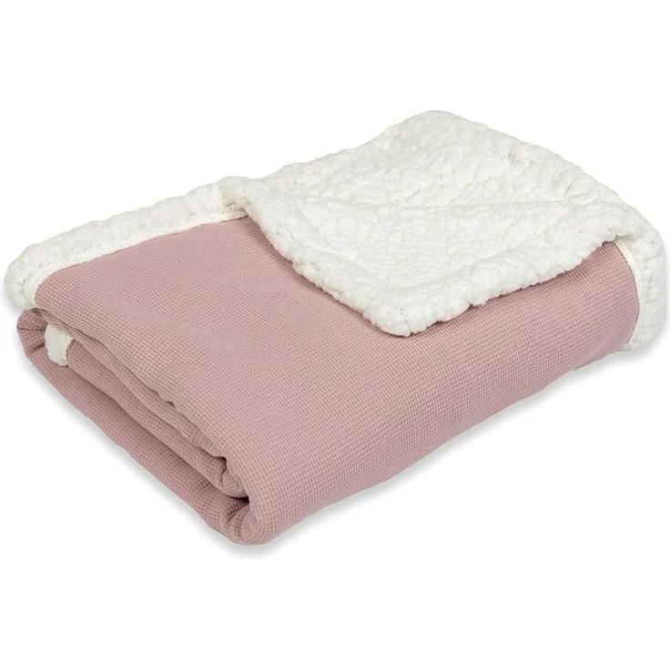 ULLENBOOM Babydecke für den Winter, 70x100 cm, Rosa (Made in EU) - Aus Baumwolle & flauschigem Teddy Fleece (OEKO-TEX Standard), ideal als Neugeborenen Deckchen, Kinderwagendecke oder Kuscheldecke – Bild 1
