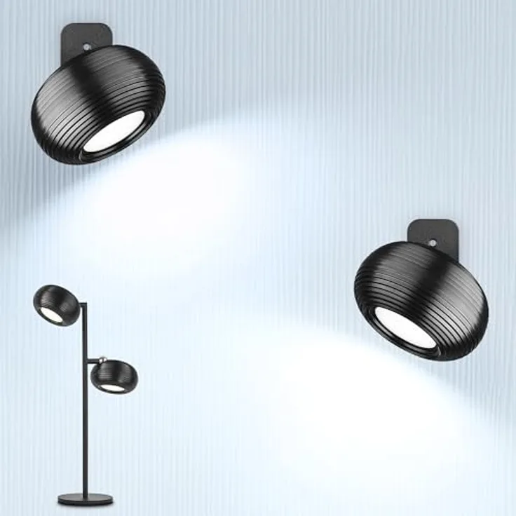 LuminexDesigns 2er Set Akku Wandleuchte Innen LED Kabellos Wandlampe Magnetisch, 360° drehbare USB Ladefunktion, Touch Dimmbar – Moderne LED Wandlampe für Wohnzimmer, Schlafzimmer, Flur Schwarz