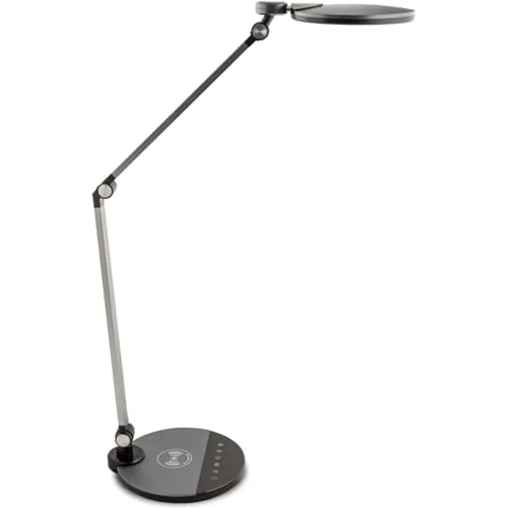 FeinTech LTL00620 LED Schreibtischlampe mit kabelloser Ladefunktion, dimmbar, Silbergrau – Bild 4