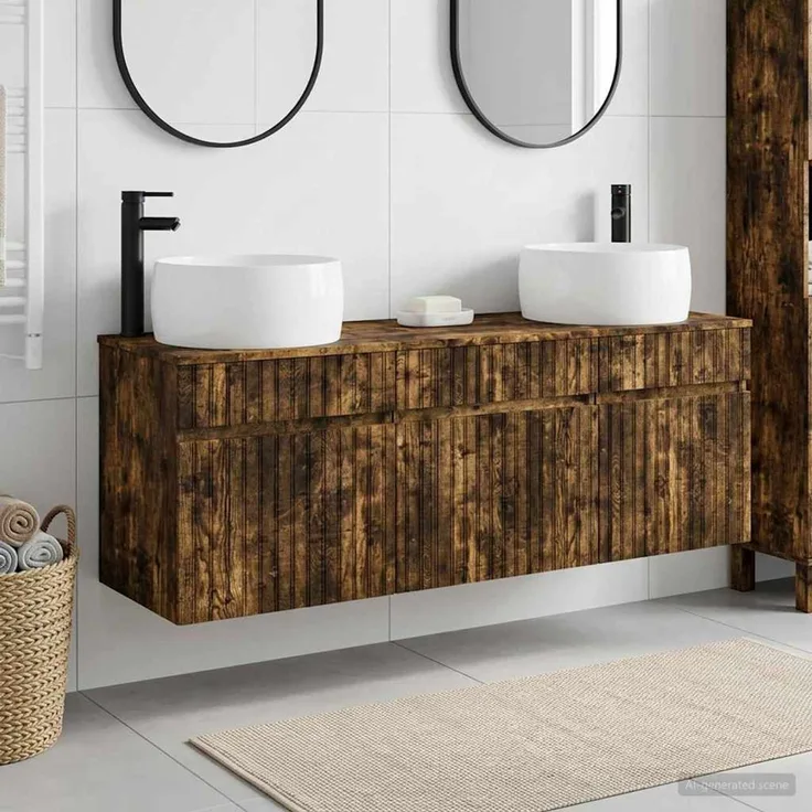 vidaXL Badezimmerschrank-Set 3 stk. Geräucherte Eiche 3405772