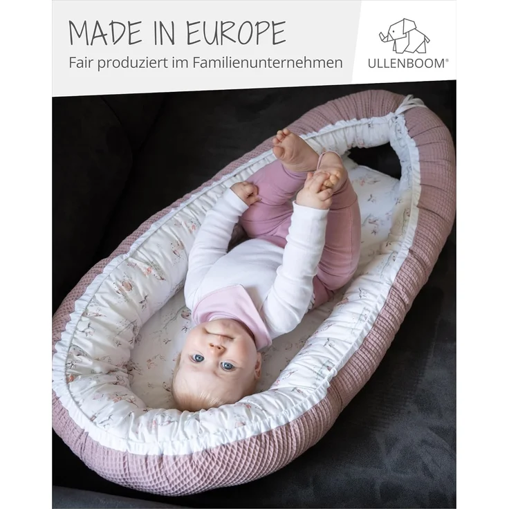 ULLENBOOM Babynest - 100% OEKO-TEX Materialien & Made in EU, Märchenwald - Babynestchen Neugeborene aus kuscheliger Baumwolle, Ideal als Reisebett & Kuschelnest geeignet – Bild 4