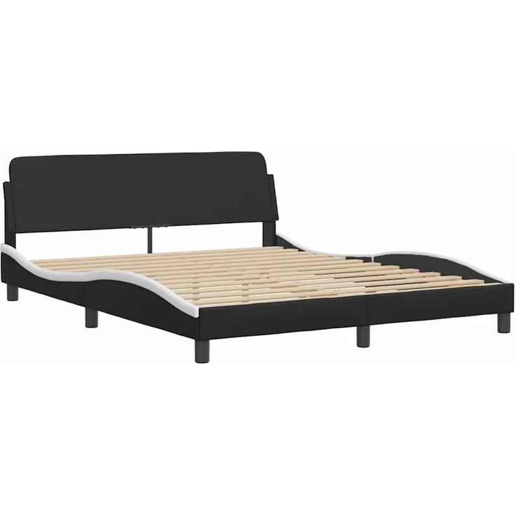 vidaXL Bettgestell "Dover" Schwarz und Weiß 152x203 cm Kunstleder 373296 – Bild 3