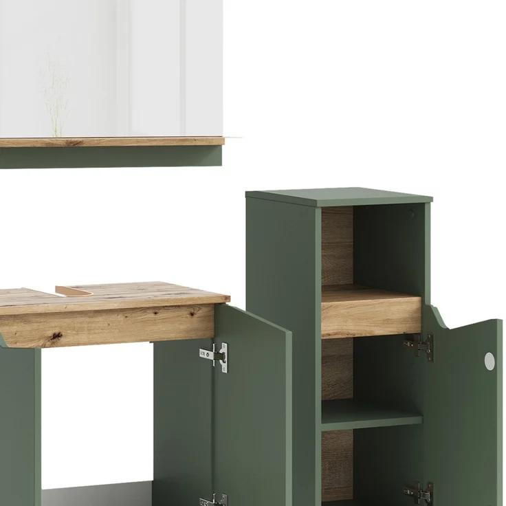 Badmöbel-Set Marelle Grün/Artisan-Eiche 3-teilig Vicco – Bild 5