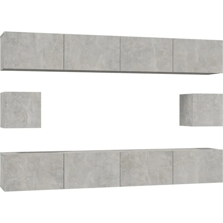 6-tlg. TV-Schrank, TV Board Betongrau Holzwerkstoff – Bild 2