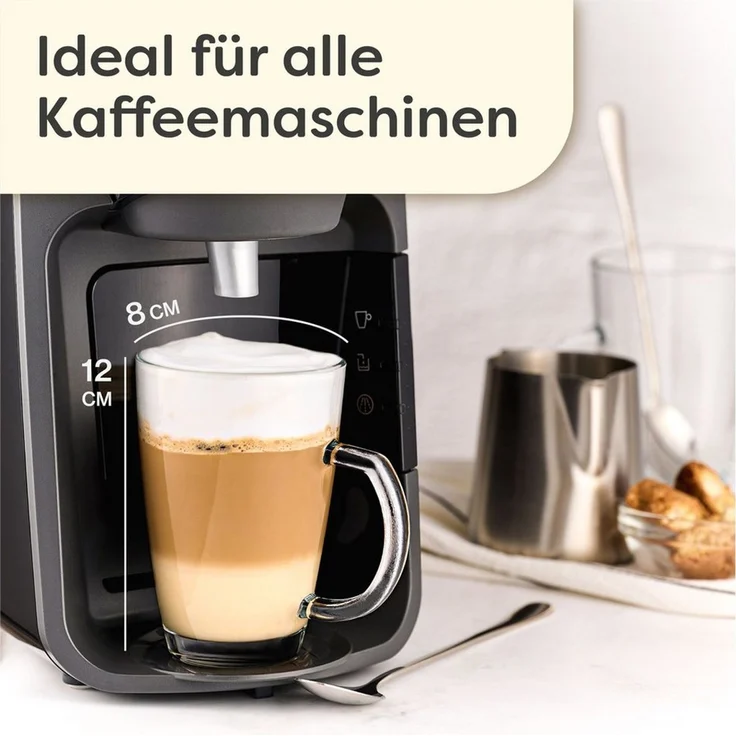 Cosumy Latte-Macchiato-Tasse 6er Latte Macchiato Gläser Set mit Henkel und Löffel - 300ml, 6-tlg, Glas, warm – Bild 2