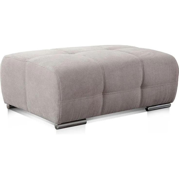 CAVADORE Polsterhocker Mistrel mit Steppung / Sofa-Hocker im modernen Design / Passend zur Polsterserie Mistrel / 109 x 42 x 73 / Kati Grau-Weiss