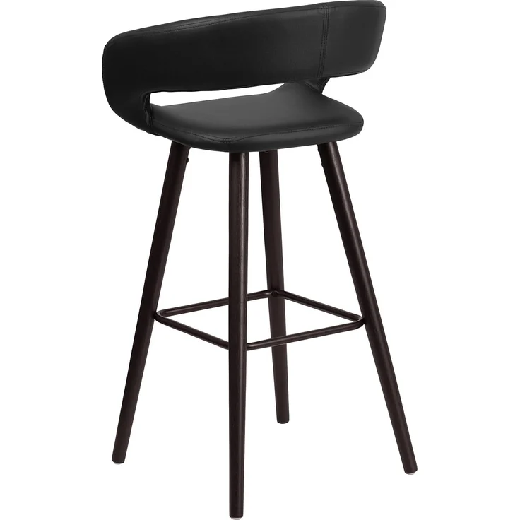 Flash Furniture Brynn Series Barhocker aus Cappuccino-Holz, 73 cm, Schwarz, Vinyl, 2 Stück – Bild 7