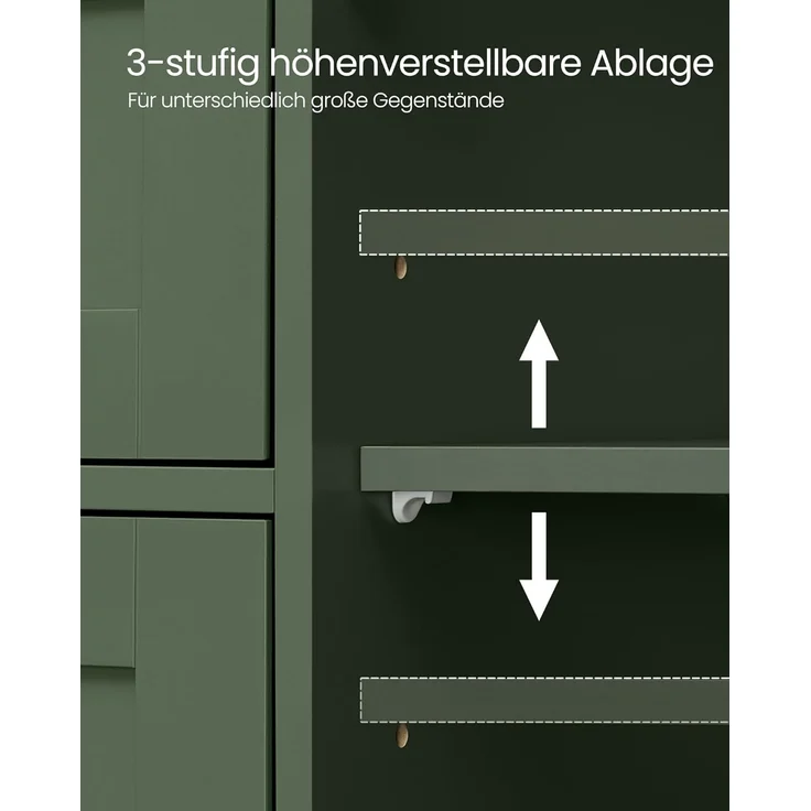 VASAGLE Badezimmerschrank, schmaler Badschrank, Beistellschrank, Kommode, mit 4 Schubladen, Schranktür, verstellbare Ablage, 30 x 55 x 82 cm, waldgrün LHC041C01 – Bild 5