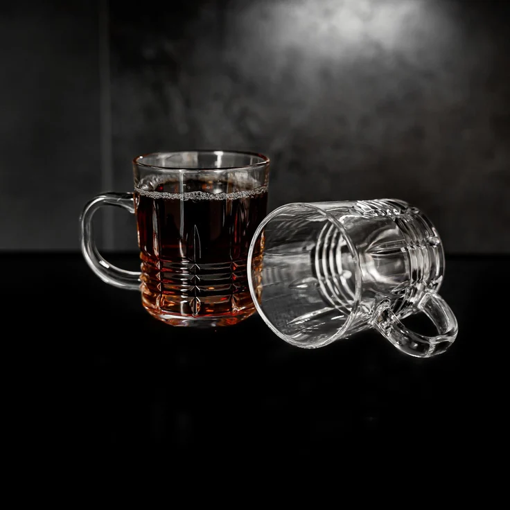 6er Set Henkelgläser - Transparent mit dekorativem Linienmuster, 240 ml – Bild 5