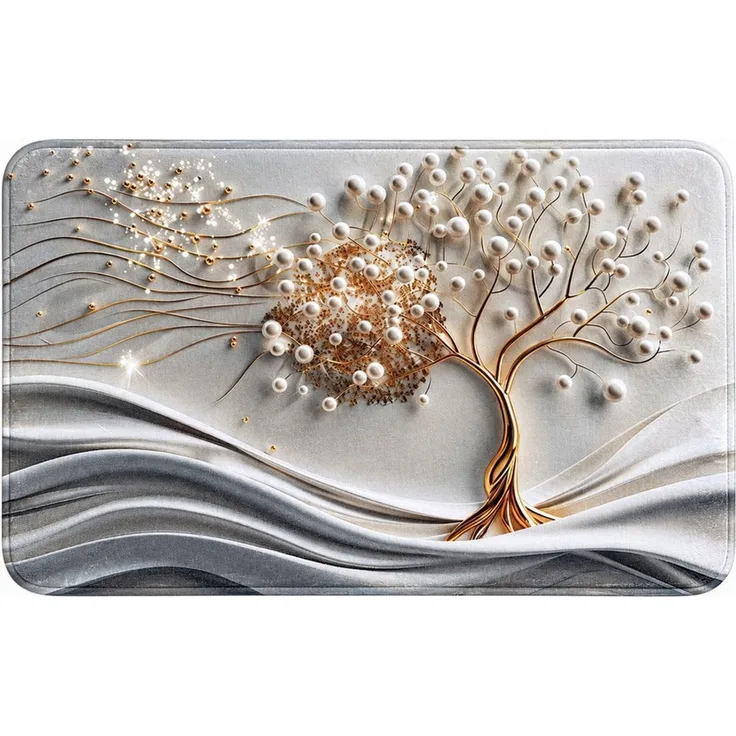 Sanilo Badematte Tree of Life, schnelltrocknend, rutschhemmend, waschbar, Polyester, rechteckig, sehr weich, hochwertig & modern, 50 x 80 cm oder 70 x 110 cm