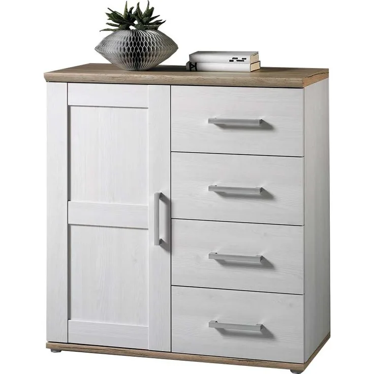 Kommode Romy 3 / Romance, Holzwerkstoff, Holzfarben, 93 x 100 x 45 cm