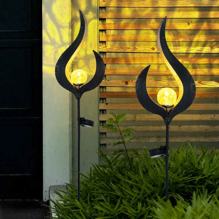 2x LED Solarleuchte, Flammen Design, bronze, klar, H 90 cm – Bild 4