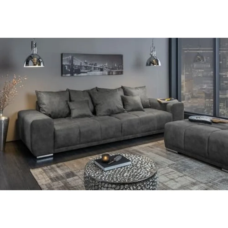 riess-ambiente Big-Sofa ELEGANCIA 285cm grau, Einzelartikel 1 Teile, XXL Couch · Microfaser · mit Federkern · inkl. Kissen · Design – Bild 4