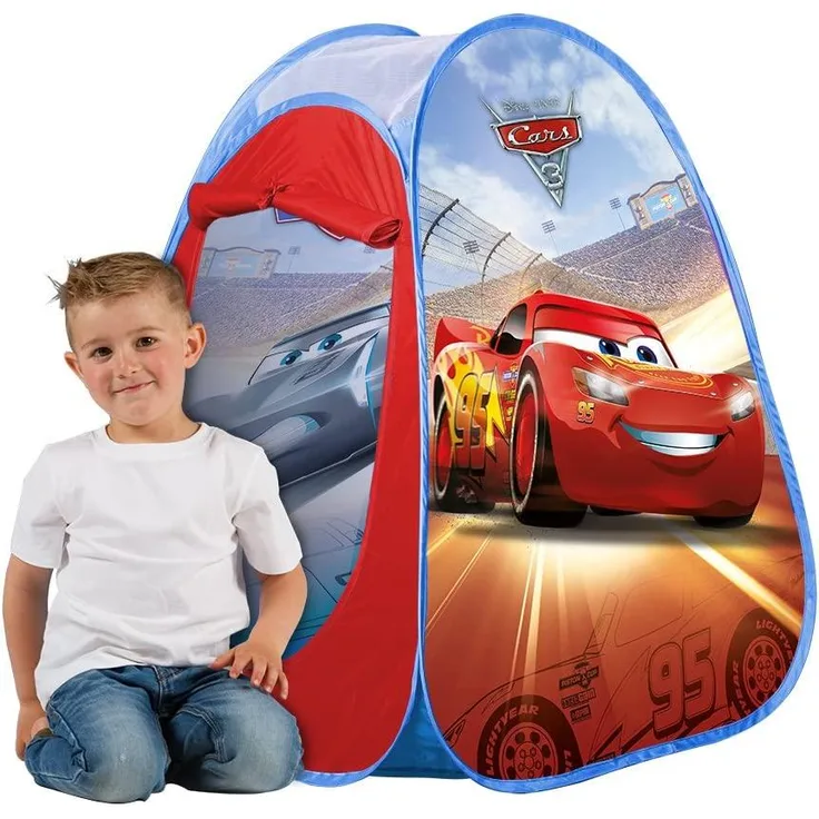 Disney John 72554 Pop Up Spielzelt Cars-Kinderzelt, Wurfzelt, Spielhaus mit gedrucktem Motiv für Kinder, Multicolor