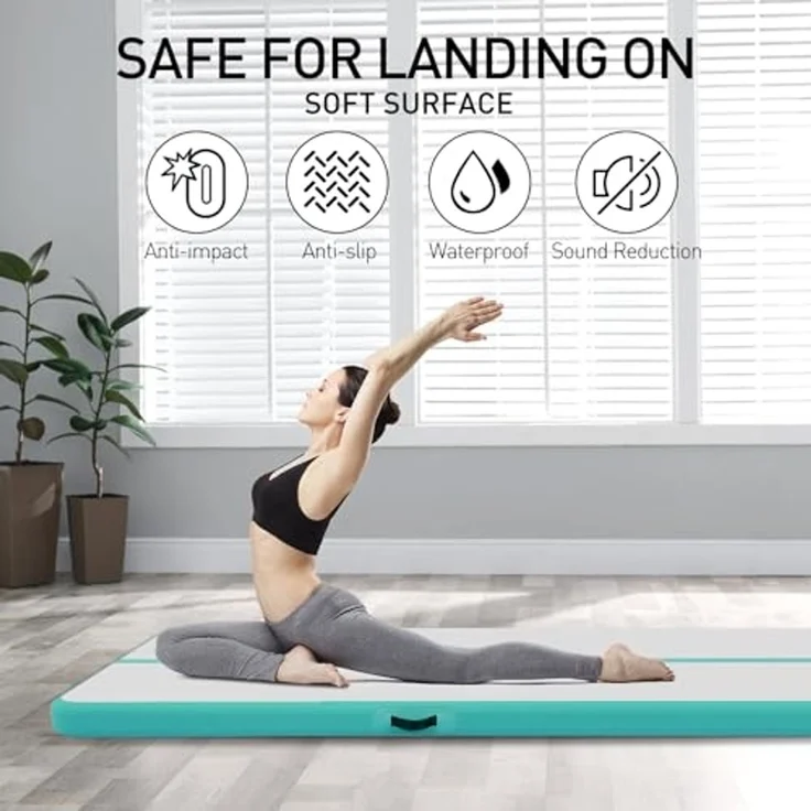 Todeco Gymnastikmatte Taumelmatte Air Track Matte 4m, Luftbodenmatte Gymnastikmatten Fitness Matte mit Luftpumpe für Zuhause Training Tumbling Yoga Outdoor Fitness – Bild 6