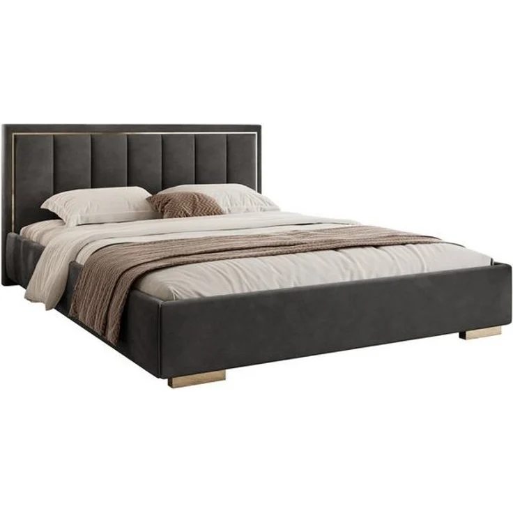Lookway Polsterbett AURELIA mit Bettkasten und Metallgestell 140x200 – Jasmine 96, Ohne Matratze – Bild 3