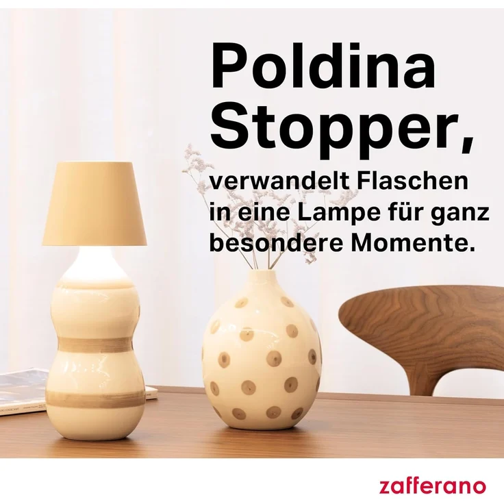 Zafferano, Poldina Stopper Lampe, Kabellose und Wiederaufladbare Flaschenlampe mit Touch Control, Geeignet für den Innen- und Außenbereich, Dimmer, 2200-3000 K, Höhe 11 cm, Farbe Salbei – Bild 7