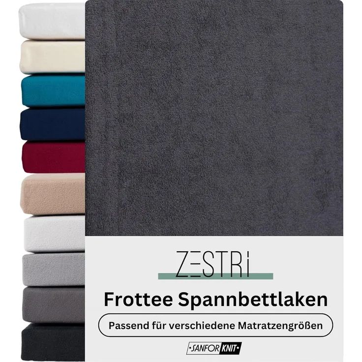 Zestri Spannbettlaken Frottee bis 40 cm Steghöhe, auch für Boxspringbett & Wasserbett, weich, Gummizug: rundum, Spannbettbezug Bettbezug Laken Bettlaken, winter weich flauschig
