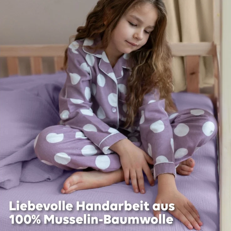 lilimaus Spannbettlaken Musselin Spannbettlaken Baby 60x120 70x140 - Bettlaken Babybett, (1 Stück), Kinderbettlaken 100% Baumwolle, atmungsaktiv für Babybett – Bild 3