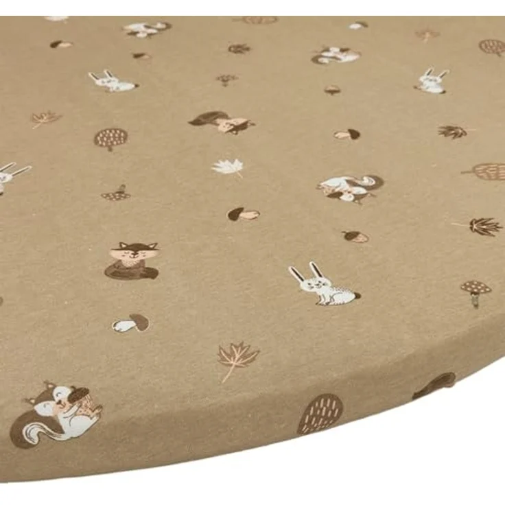 Meyco Hoeslaken jersey print Forest Animals Sand R – Bild 1