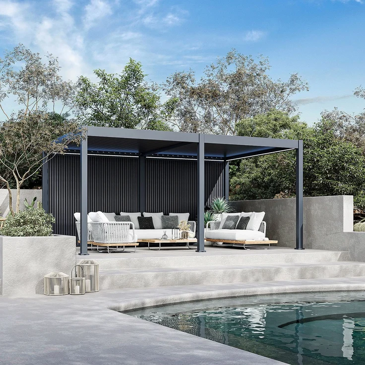 Weide WPC Sichtschutzwand anthrazit für Pergola – Bild 1