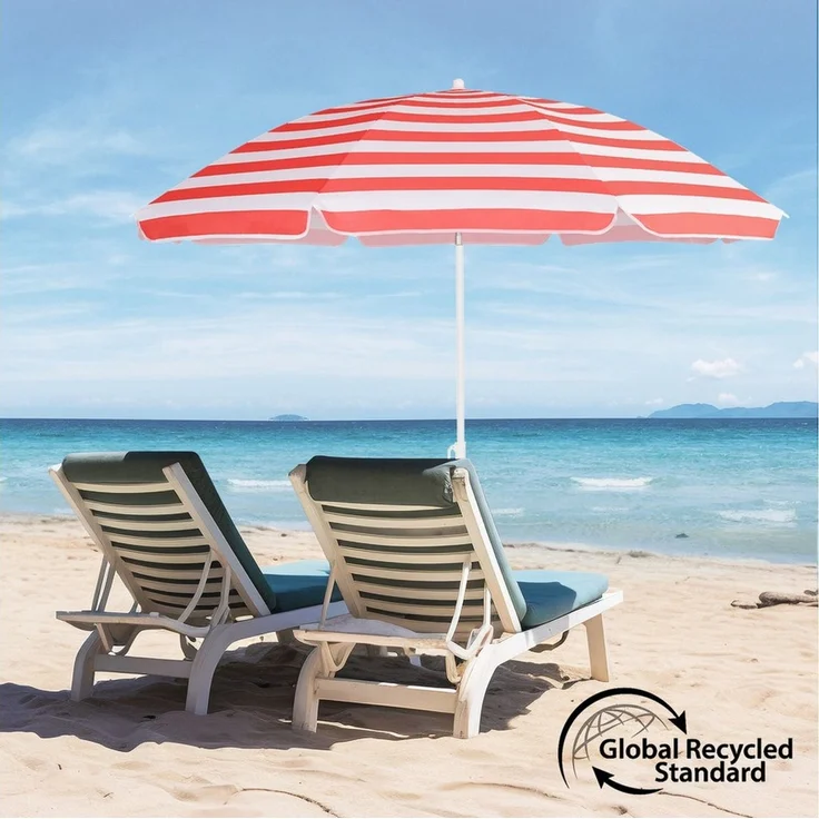 Sekey 160 cm Sonnenschirm Strand mit Schutzhülle für Balkon Garten & Terrasse Neigungswinkel und Höhe verstellbar, Rund – Bild 2
