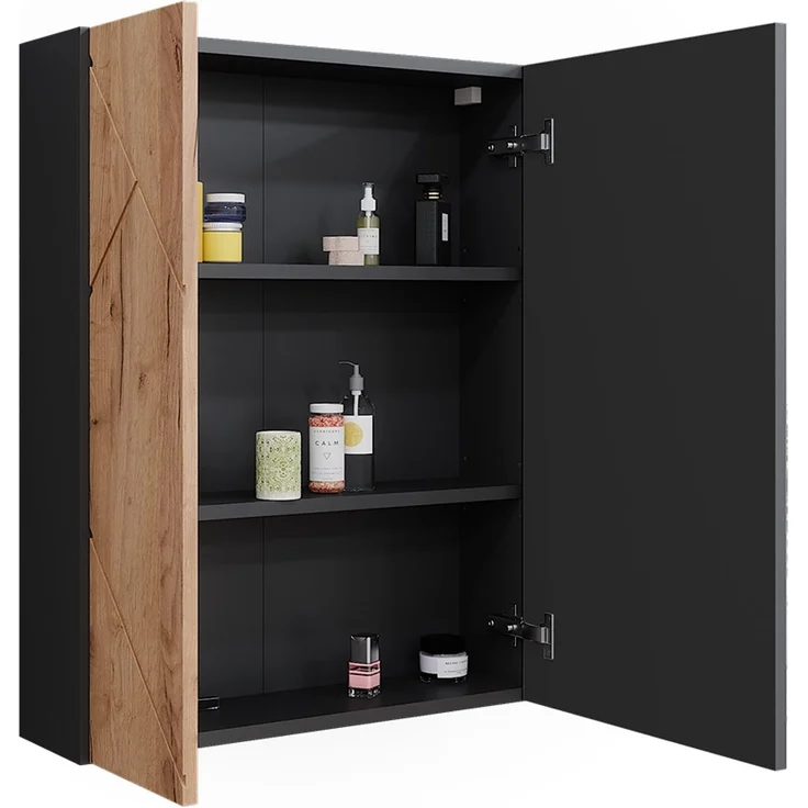 Badspiegelschrank Irma Anthrazit/Goldkraft Eiche 60 x 75 cm Vicco – Bild 6