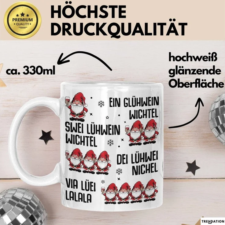 Trendation Tasse Weihnachten Tasse Geschenk Glühwein Ein Glühwein Wichtel Swei Glühwe – Bild 3