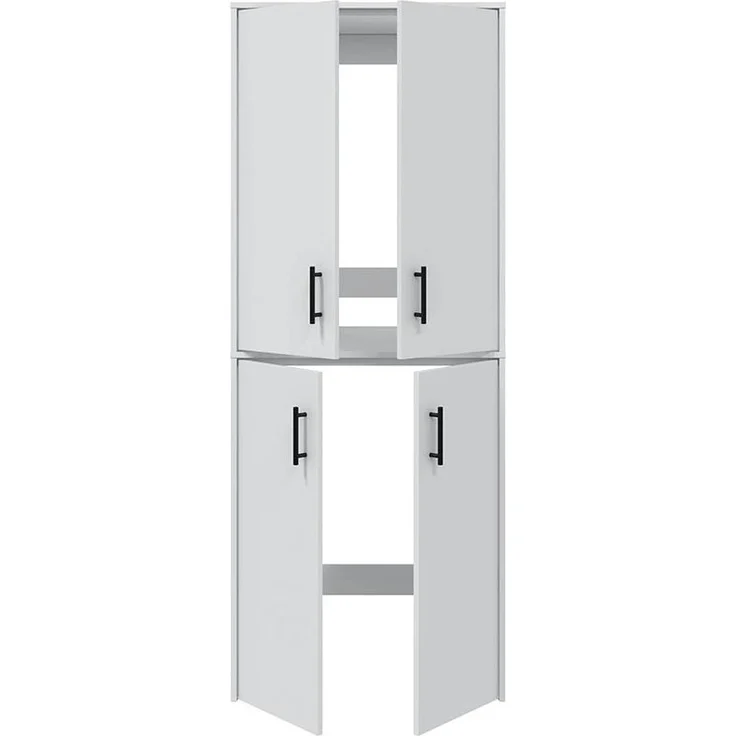 Waschmaschinenumbauschrank >LAUNDRY< (2-teilig) in weiss - 69x176x67 (BxHxT) – Bild 3